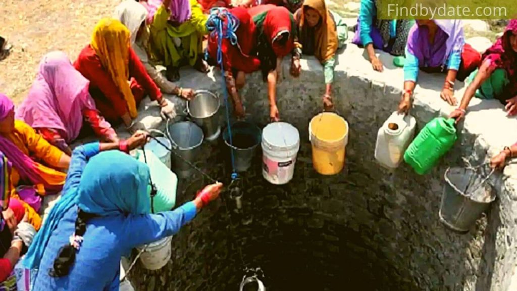 Women doing hard work to collect water