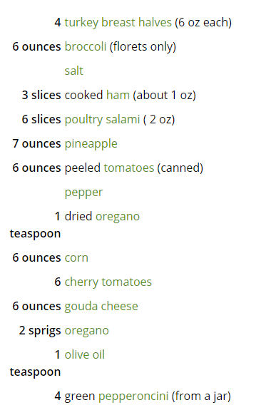 ingredients of turkey breast pizza